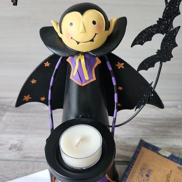 Partylite Count Batcula Tealight Candle Holder Halloween Vampire Dracula Bats - Picture 2 of 16